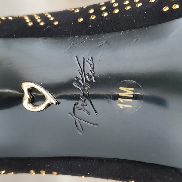 🆕️THALIA SODI Alejandra Black & Gold Studded Zip Up Stiletto Booties SIZE: 11 M - Picture 9 of 11
